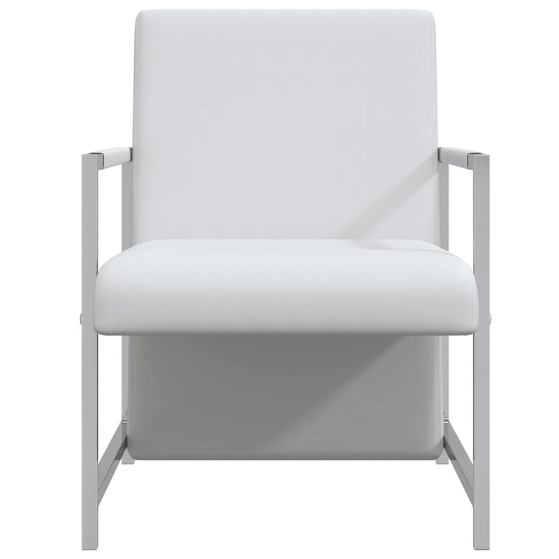 vidaXL Poltrona in Similpelle con Gambe Cromate 53x69x73 cm Bianca - Image 3 of 6