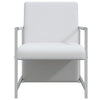 vidaXL Sillón de cubeta con tapizado de 72% PVC, estructura de madera, 85,5 x 63 x 74 cm, Blanco - Image 6 of 12