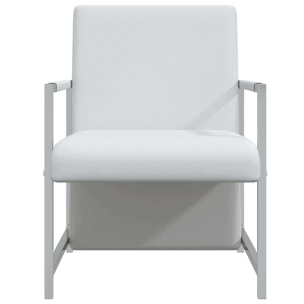 vidaXL Sillón de cubeta con tapizado de 72% PVC, estructura de madera, 85,5 x 63 x 74 cm, Blanco - Image 6 of 12