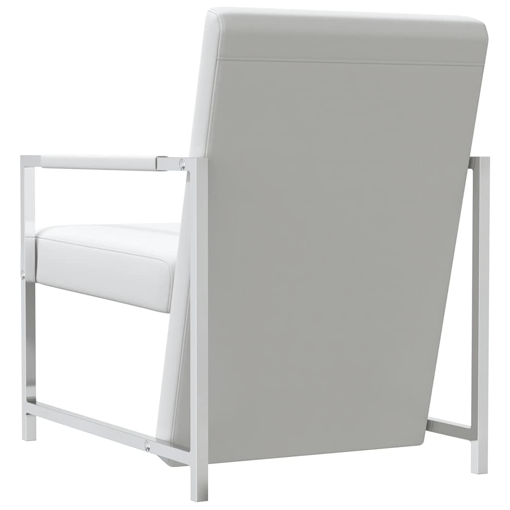 vidaXL Poltrona in Similpelle con Gambe Cromate 53x69x73 cm Bianca - Image 4 of 6