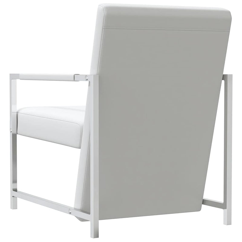 vidaXL Poltrona in Similpelle con Gambe Cromate 53x69x73 cm Bianca - Image 4 of 6