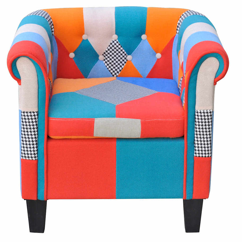 vidaXL Patchwork Fabric Adjustable Cube Armchair 63x57x66-76 cm Multicolour - Image 2 of 9