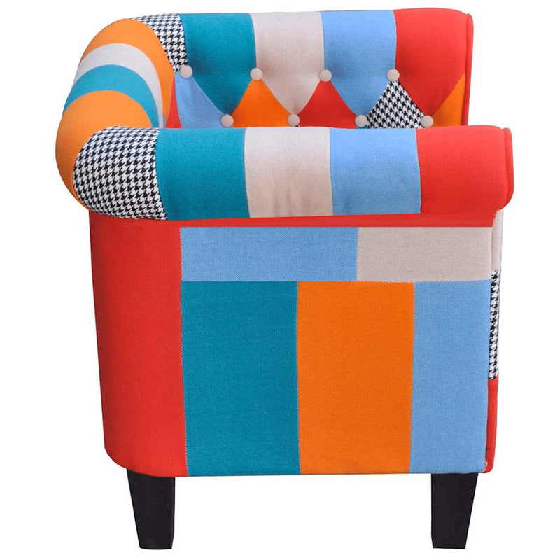 vidaXL Patchwork Fabric Adjustable Cube Armchair 63x57x66-76 cm Multicolour - Image 4 of 9