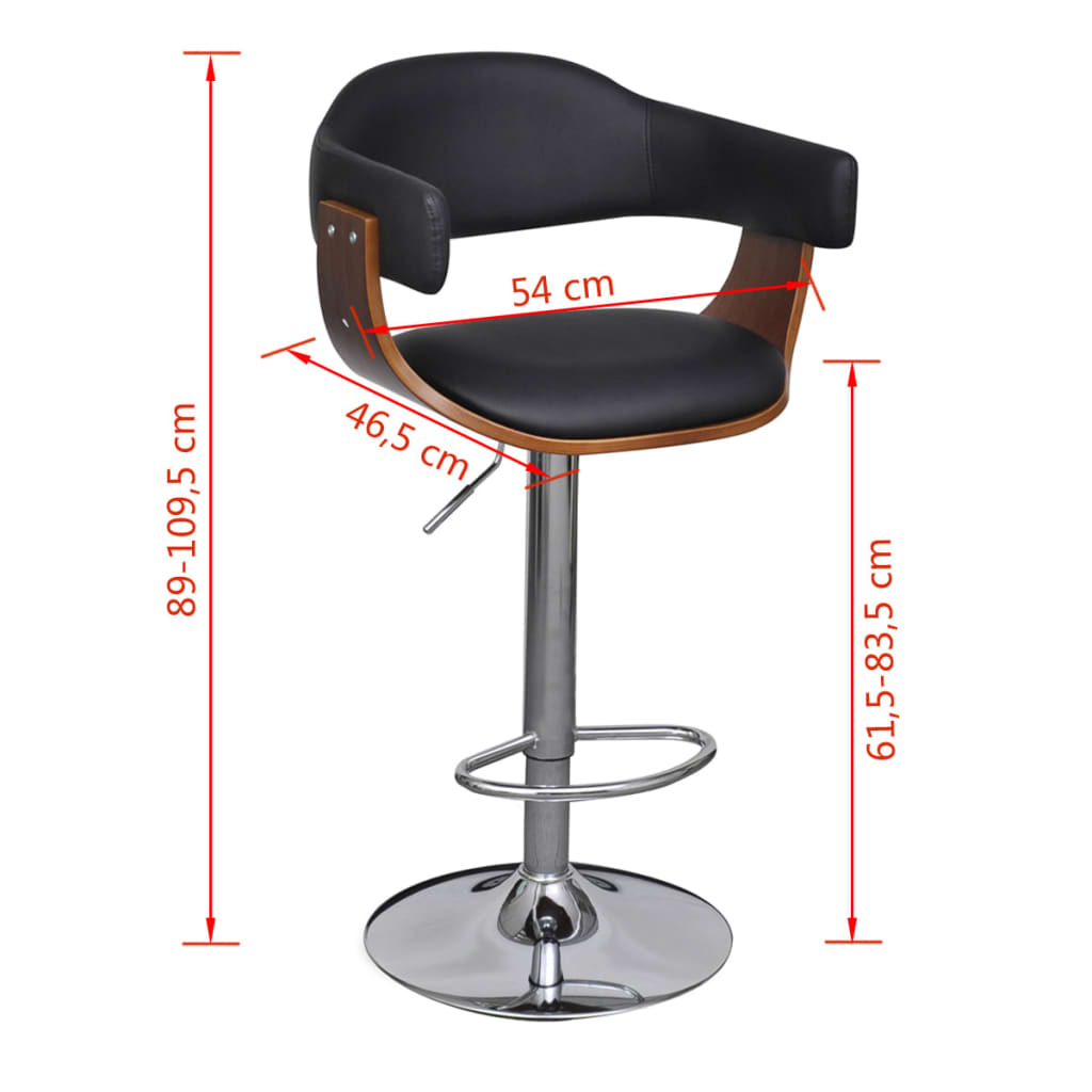 Set 2 Sgabelli da Bar Moderni e Confortevoli in Similpelle Nera - Image 4 of 4
