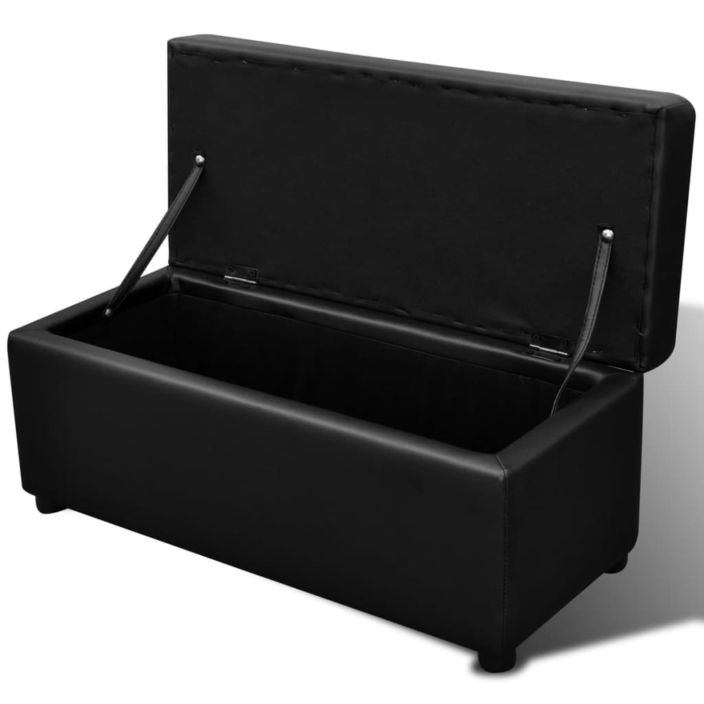 vidaXL Set Cassapanche e Poggiapiedi 3 Pezzi in Pelle Artificiale, Nero, Max. 115 x 38 x 44 cm - Image 2 of 6