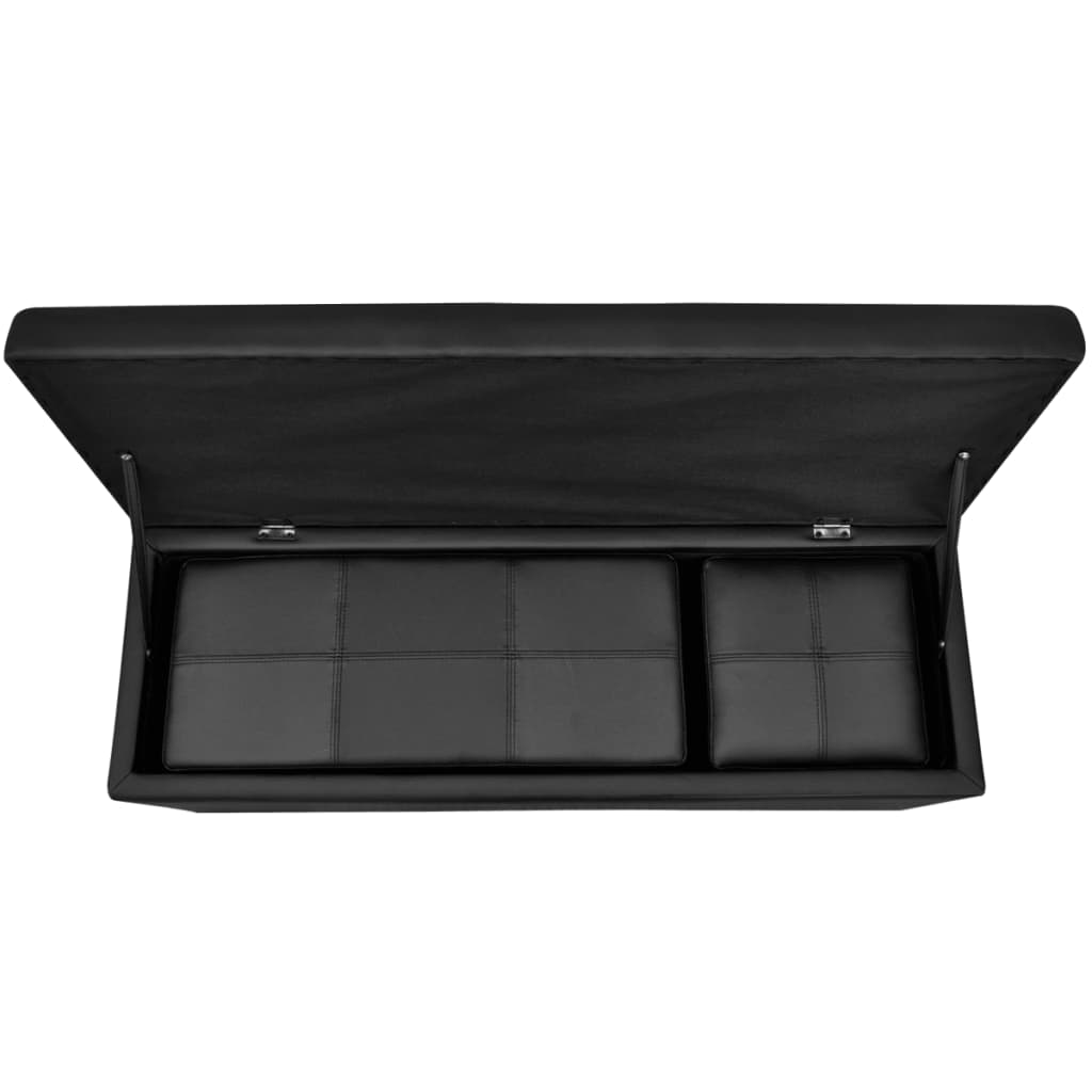 vidaXL Set Cassapanche e Poggiapiedi 3 Pezzi in Pelle Artificiale, Nero, Max. 115 x 38 x 44 cm - Image 3 of 6