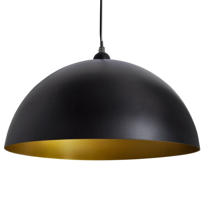 vidaXL Lampada a Sospensione 2 pz Altezza Regolabile Semisferica Nera - Image 6 of 8