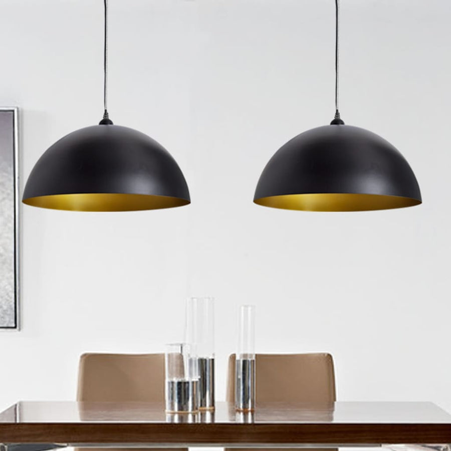 Lampada a Sospensione 2 pz Altezza Regolabile Semisferica Nera - immagine 1 | SolPatio