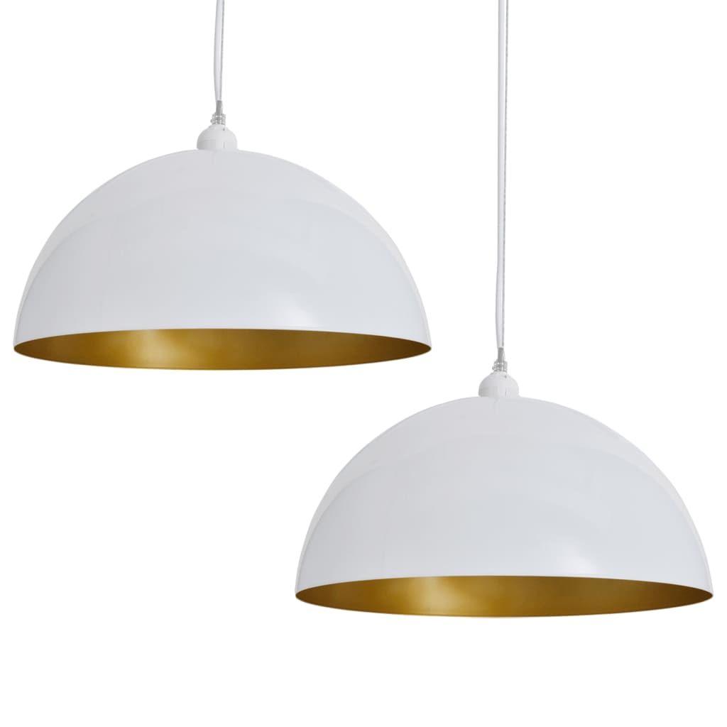 vidaXL Lámpara Colgante 2 Piezas Altura Ajustable Semiesférica Blanca - Image 2 of 8
