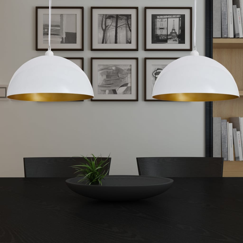 vidaXL Lámpara Colgante 2 Piezas Altura Ajustable Semiesférica Blanca - Image 1 of 8
