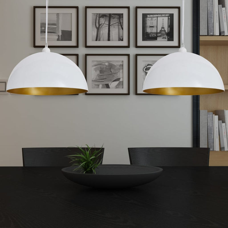 vidaXL Lámpara Colgante 2 Piezas Altura Ajustable Semiesférica Blanca - Image 1 of 8