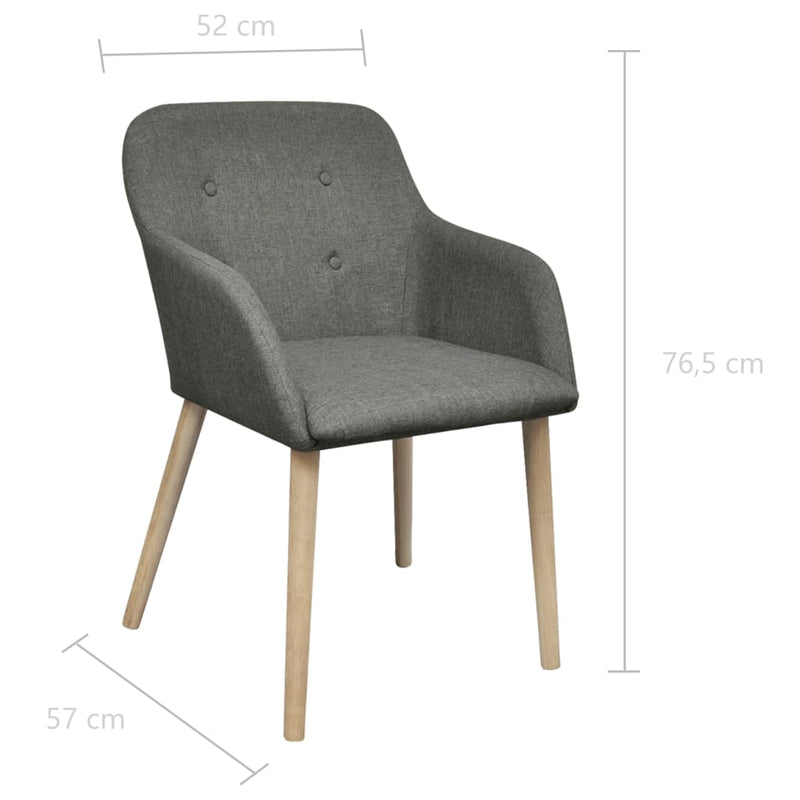 vidaXL Sedie da Pranzo 2 pz Grigio Chiaro Tessuto e Massello di Rovere - Image 4 of 4