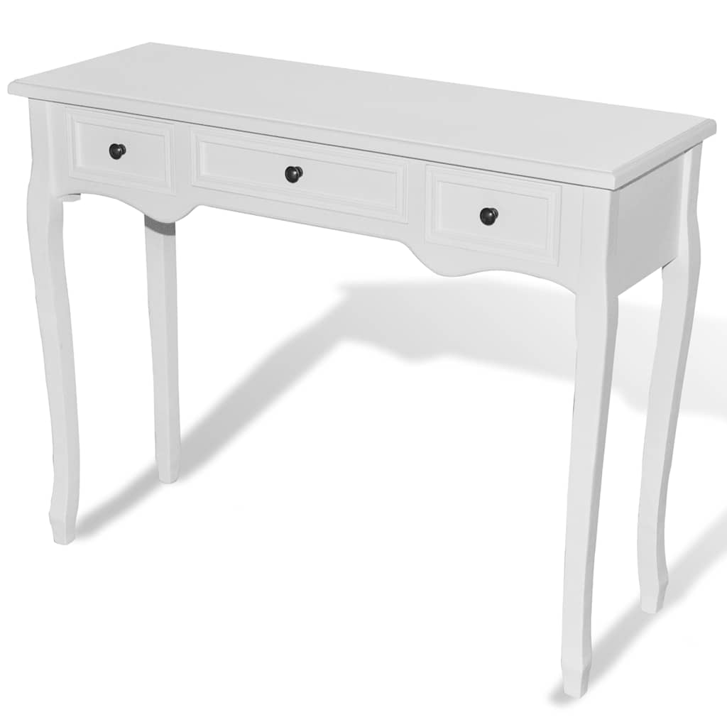 vidaXL Tavolo Consolle da Trucco con 3 Cassetti Bianco - Image 2 of 9