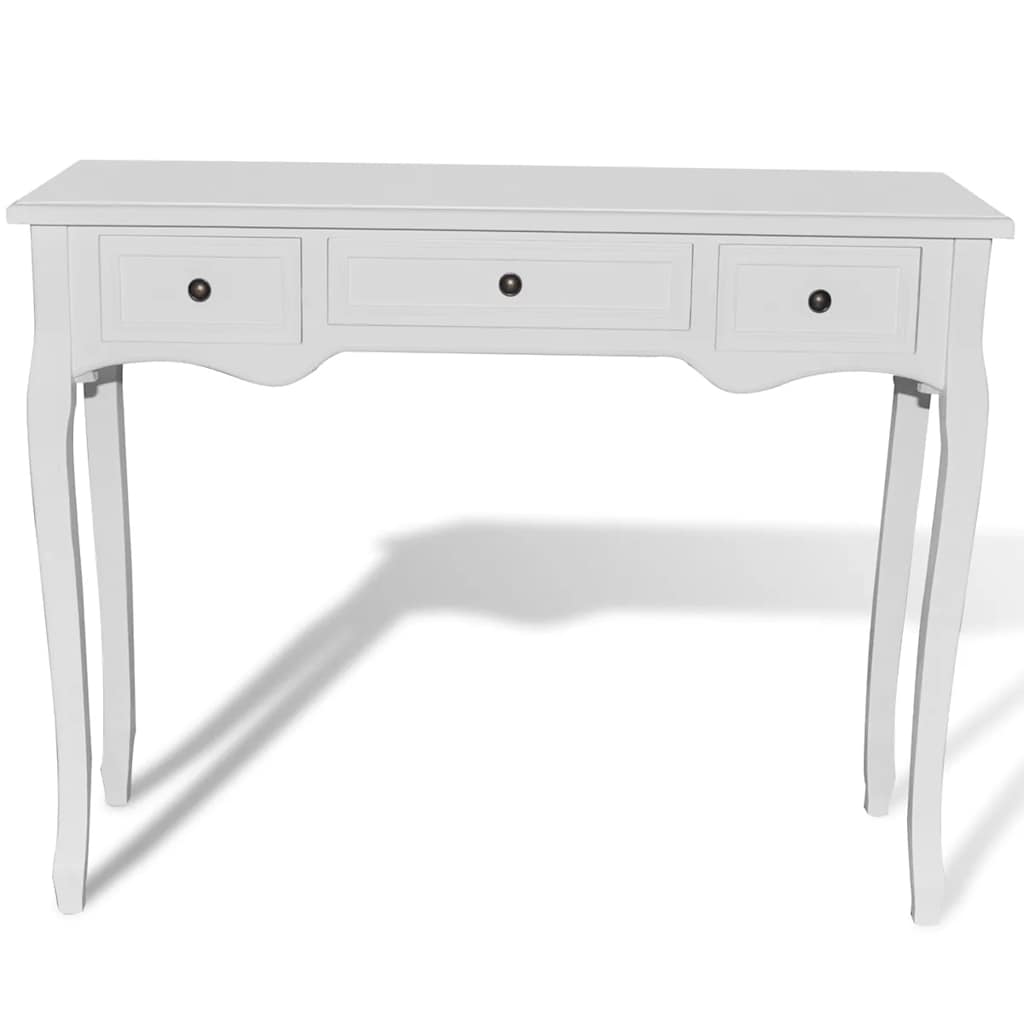 vidaXL Tavolo Consolle da Trucco con 3 Cassetti Bianco - Image 4 of 9
