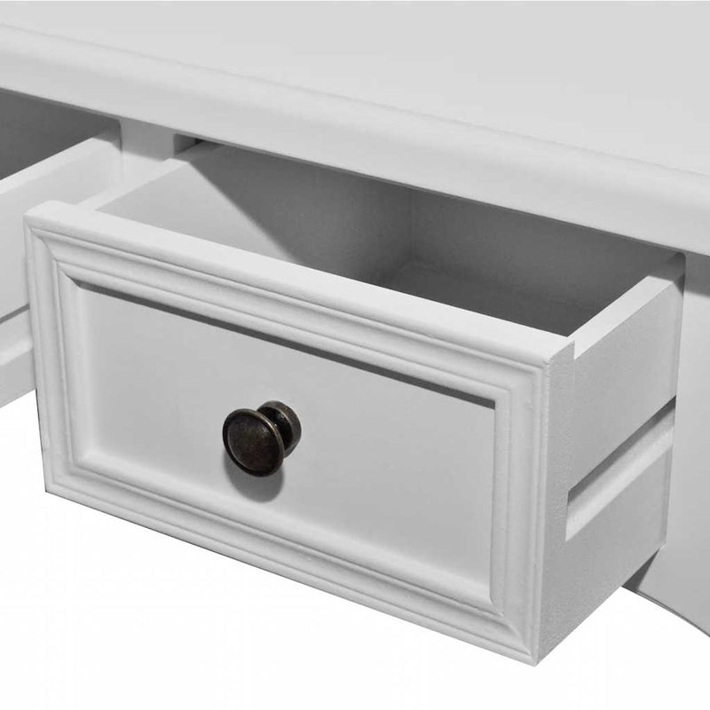 vidaXL Tavolo Consolle da Trucco con 3 Cassetti Bianco - Image 6 of 9