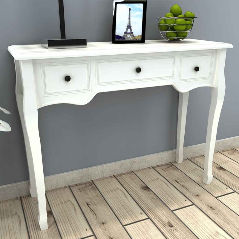 vidaXL Tavolo Consolle da Trucco con 3 Cassetti Bianco - Image 1 of 9