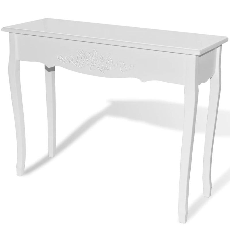 Tavolo Consolle da Trucco vidaXL in Legno di Pino e MDF Bianco, 100x35x78 cm - Image 2 of 6