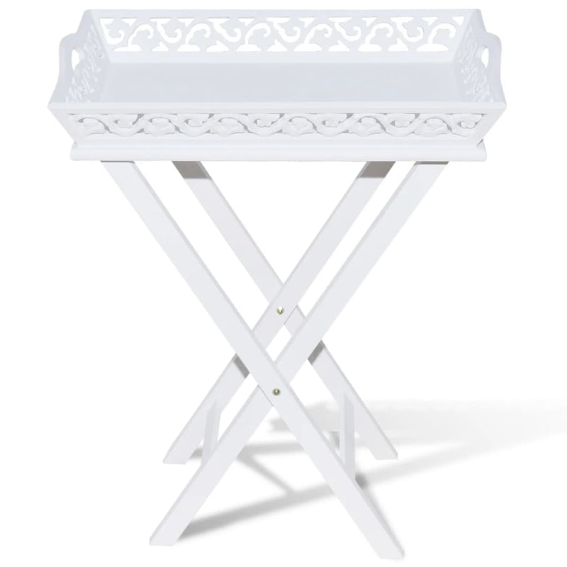 Tavolino Laterale con Vassoio Removibile Altezza 72,5 cm Bianco - Image 3 of 6