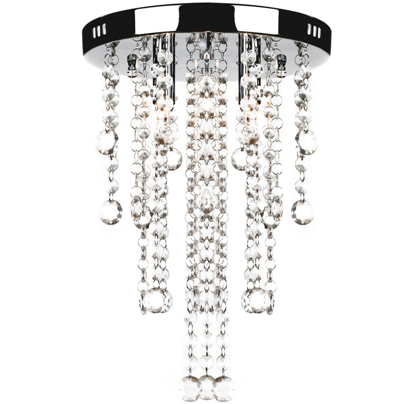vidaXL Lampadario in Metallo Bianco con Perline in Cristallo - Image 2 of 4