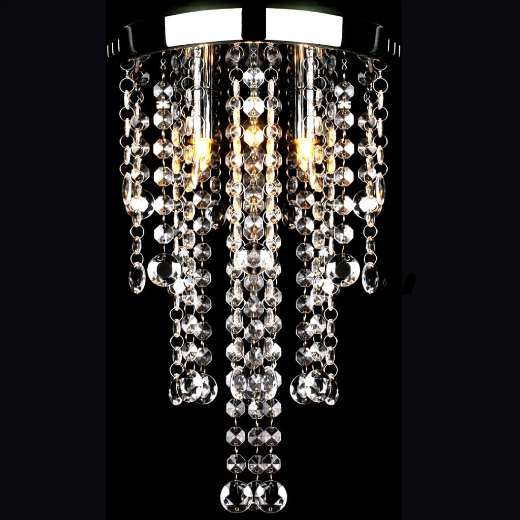 vidaXL Lampadario in Metallo Bianco con Perline in Cristallo - Image 1 of 4