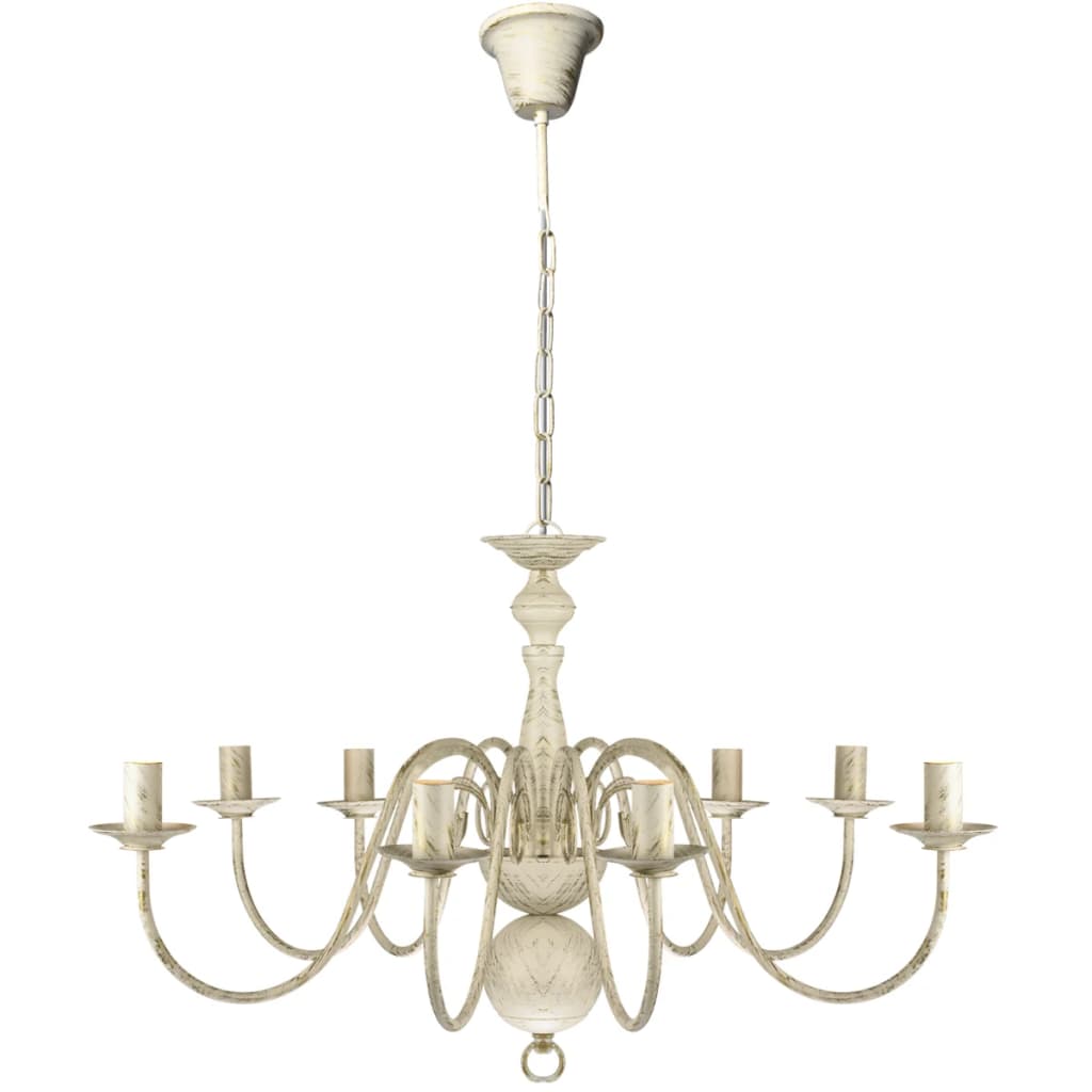 vidaXL Lampadario Stile Antico Metallo Bianco 8 Lampadine E14 - Image 2 of 5