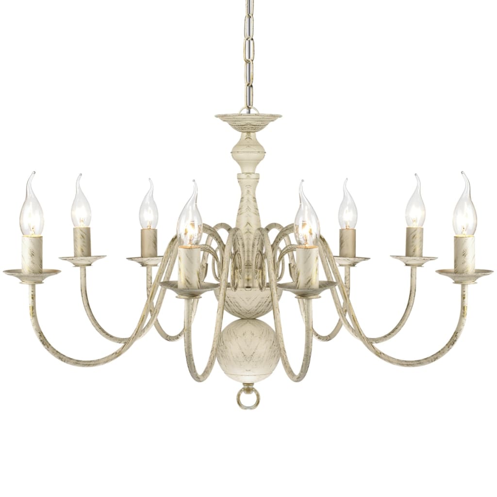 vidaXL Lampadario Stile Antico Metallo Bianco 8 Lampadine E14 - Image 3 of 5