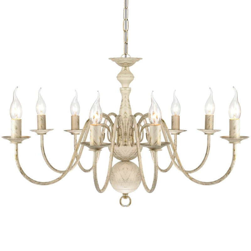 vidaXL Lampadario Stile Antico Metallo Bianco 8 Lampadine E14 - Image 3 of 5