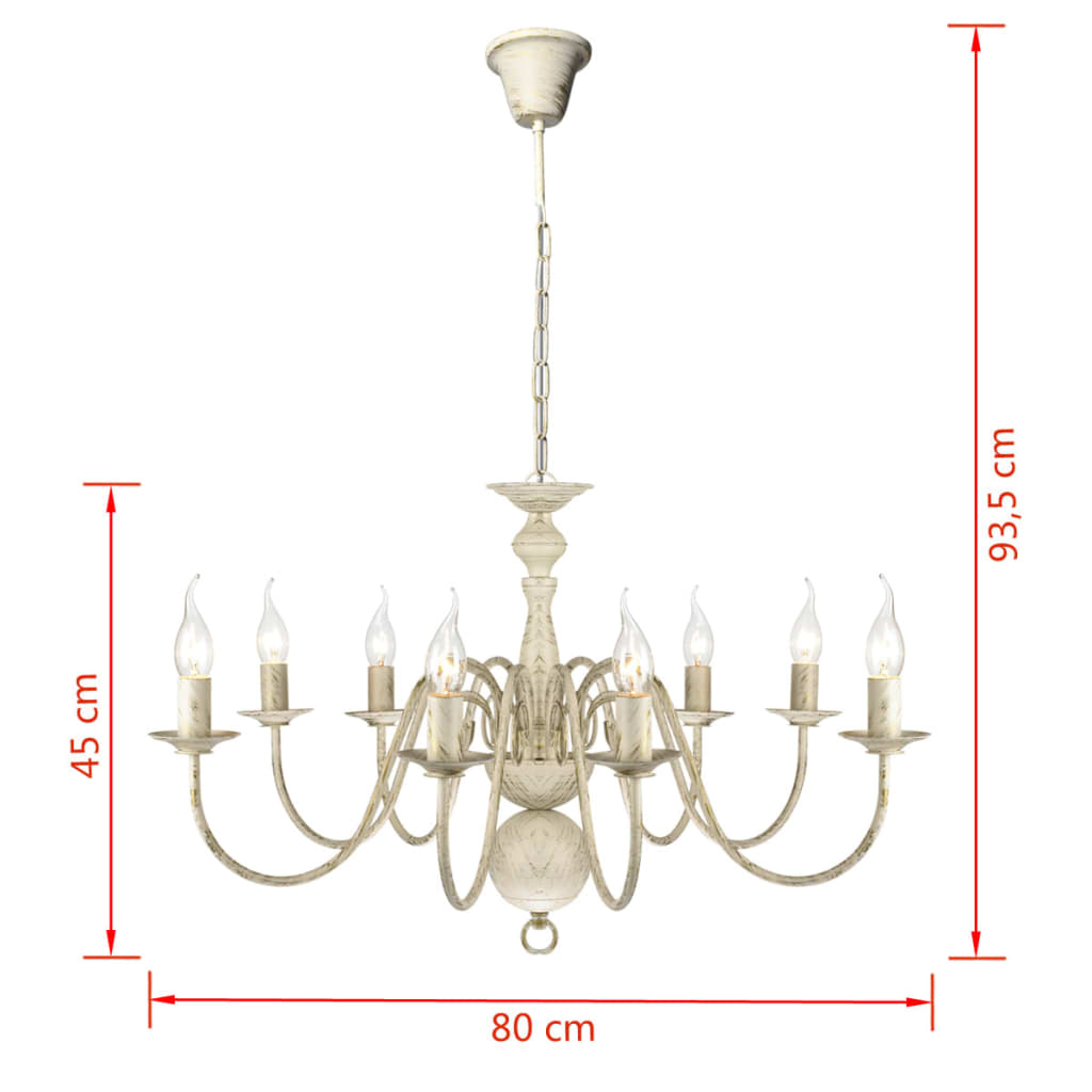vidaXL Lampadario Stile Antico Metallo Bianco 8 Lampadine E14 - Image 5 of 5