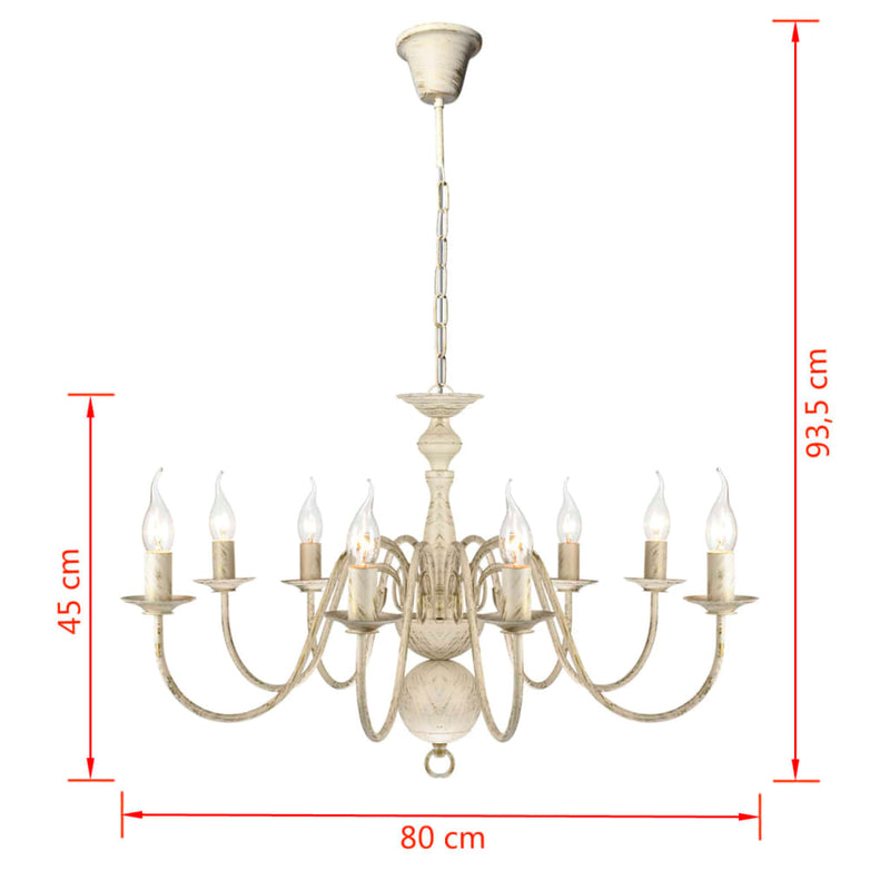 vidaXL Lampadario Stile Antico Metallo Bianco 8 Lampadine E14 - Image 5 of 5