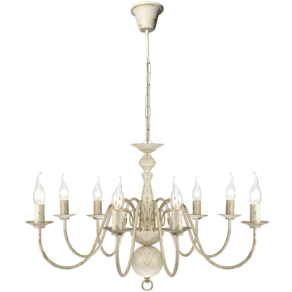 vidaXL Lampadario Stile Antico Metallo Bianco 8 Lampadine E14 - Image 1 of 5