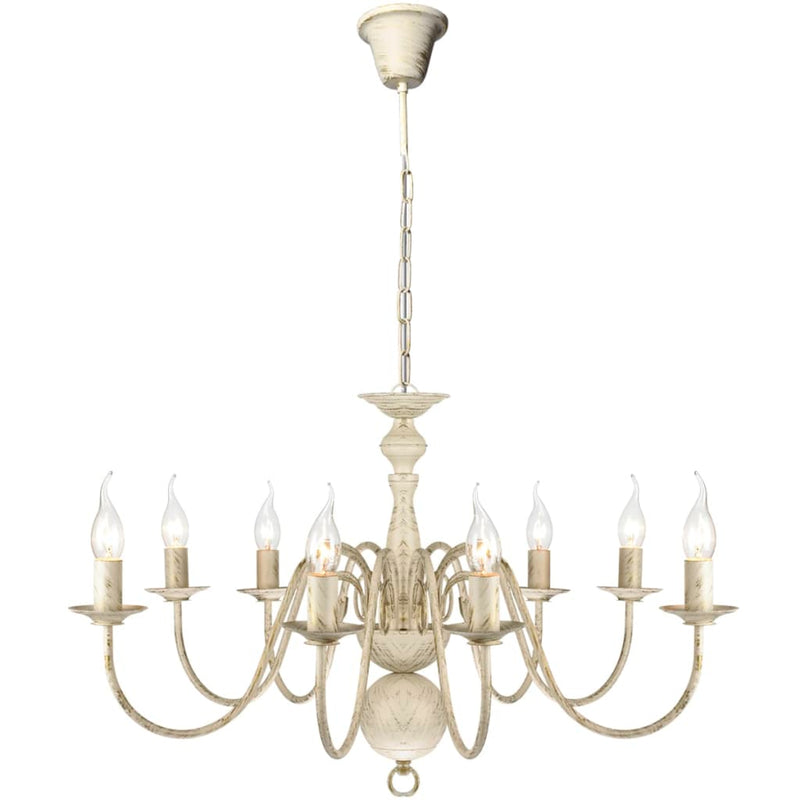 vidaXL Lampadario Stile Antico Metallo Bianco 8 Lampadine E14 - Image 1 of 5