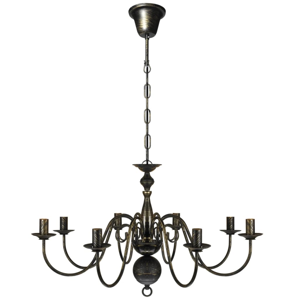 vidaXL Lampadario Stile Antico Metallo Nero Lampadine 8 x E14 - Image 2 of 5