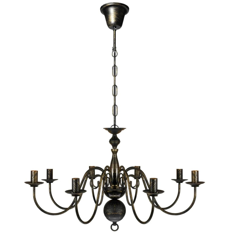 vidaXL Lampadario Stile Antico Metallo Nero Lampadine 8 x E14 - Image 2 of 5