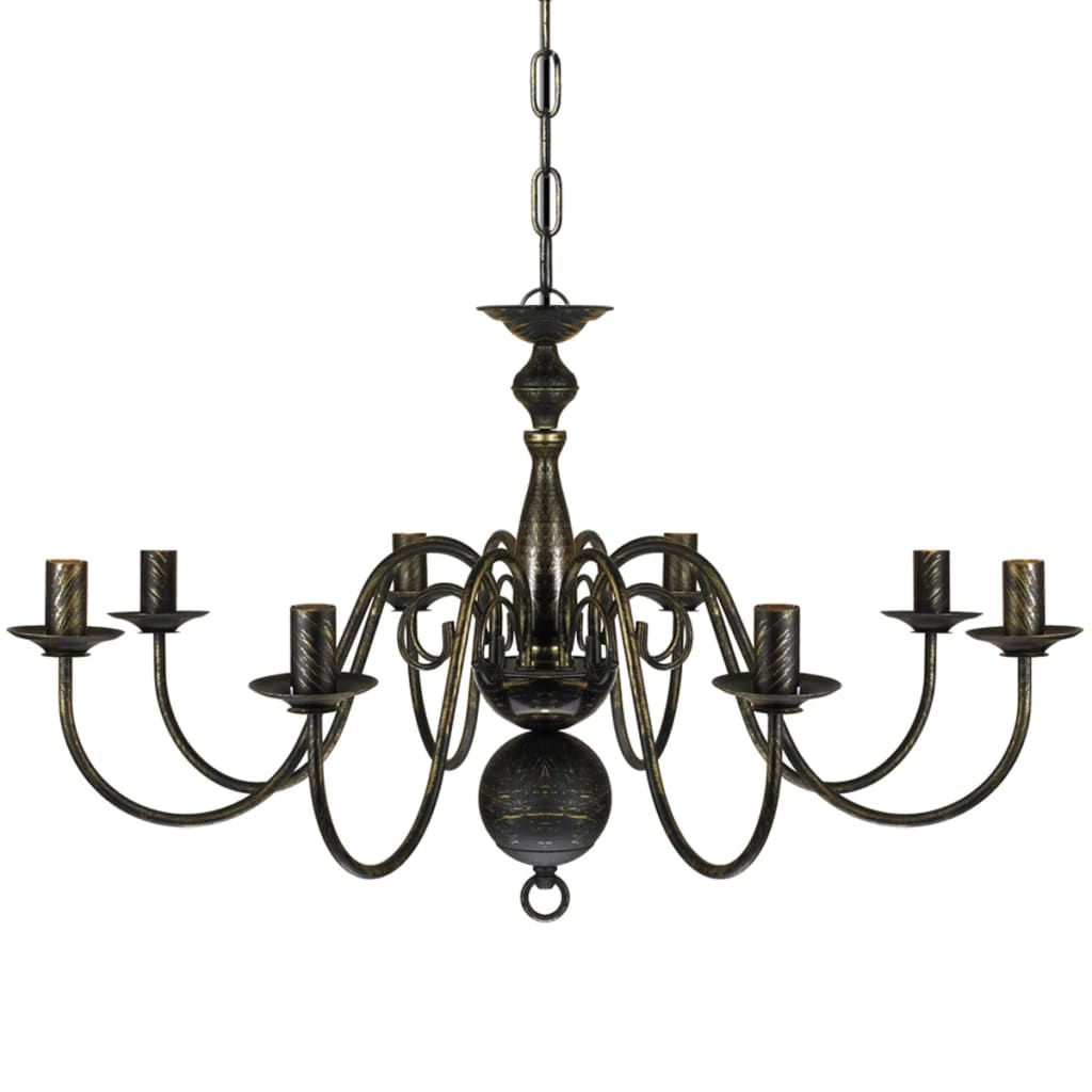 vidaXL Lampadario Stile Antico Metallo Nero Lampadine 8 x E14 - Image 3 of 5