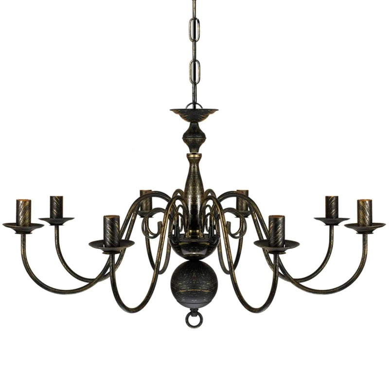 vidaXL Lampadario Stile Antico Metallo Nero Lampadine 8 x E14 - Image 3 of 5