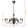 vidaXL Lampadario Stile Antico Metallo Nero Lampadine 8 x E14 - Image 5 of 5