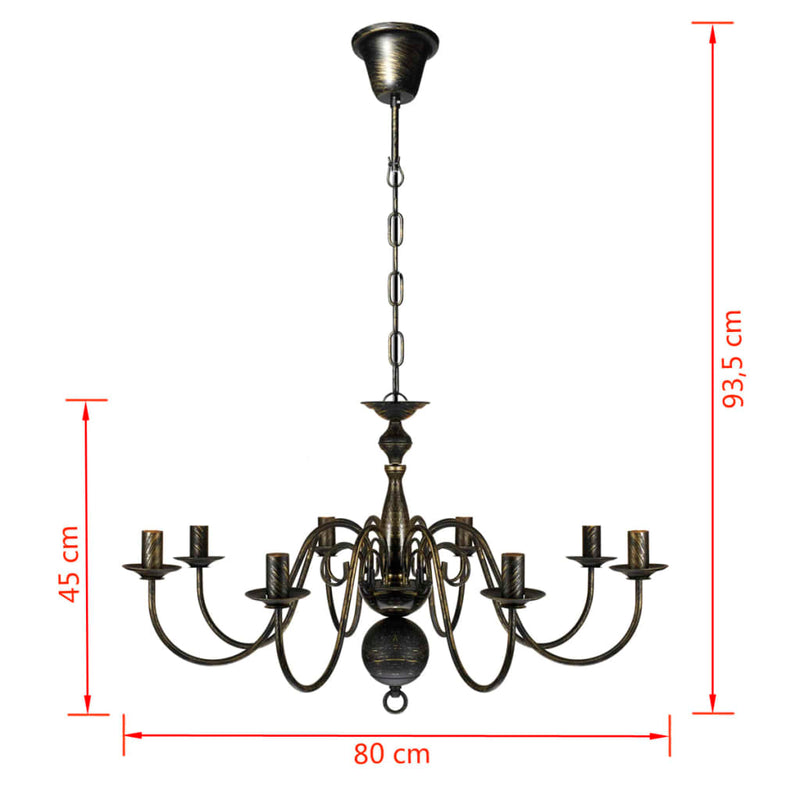 vidaXL Lampadario Stile Antico Metallo Nero Lampadine 8 x E14 - Image 5 of 5