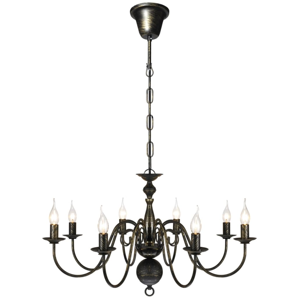 vidaXL Lampadario Stile Antico Metallo Nero Lampadine 8 x E14 - Image 1 of 5