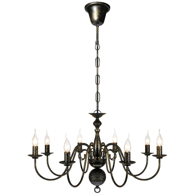 vidaXL Lampadario Stile Antico Metallo Nero Lampadine 8 x E14 - Image 1 of 5