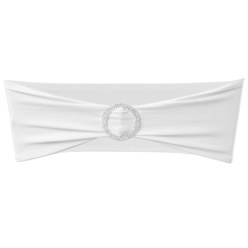 Set 25 Fasce Elasticizzate Bianche per Sedie con Fibbia Effetto Diamante - Image 3 of 8