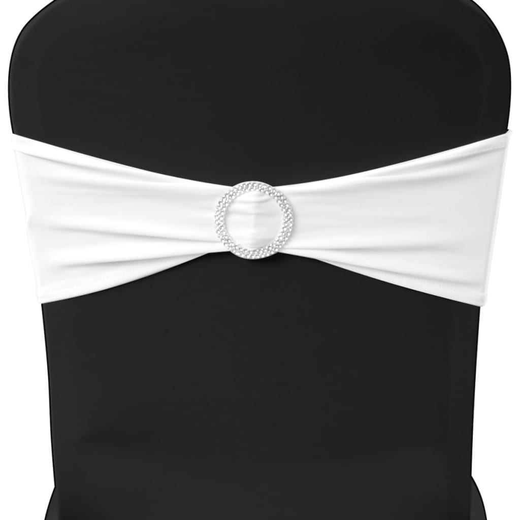 Set 25 Fasce Elasticizzate Bianche per Sedie con Fibbia Effetto Diamante - Image 6 of 8