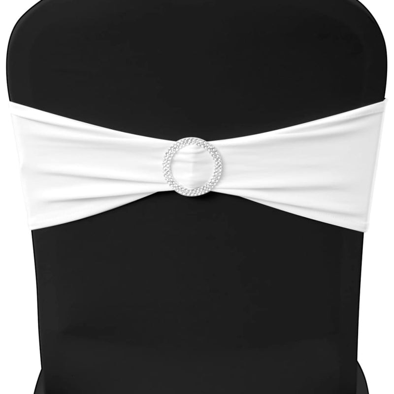 Set 25 Fasce Elasticizzate Bianche per Sedie con Fibbia Effetto Diamante - Image 6 of 8