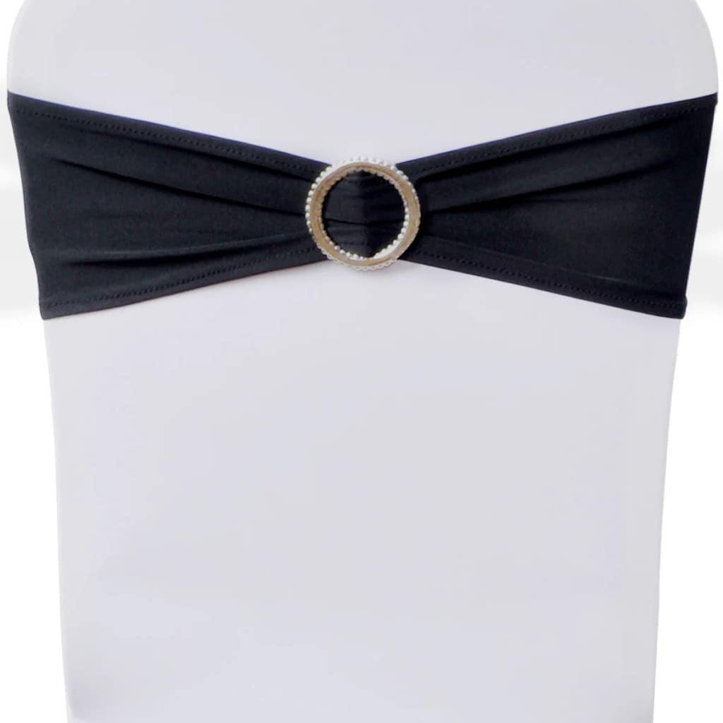 Set 25 Fasce Decorative Nere Elasticizzate per Sedie con Fibbia Effetto Diamante - Image 8 of 8