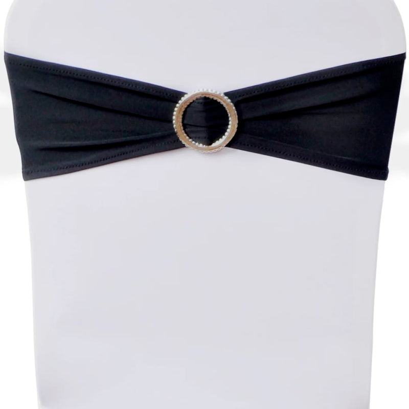 Set 25 Fasce Decorative Nere Elasticizzate per Sedie con Fibbia Effetto Diamante - Image 8 of 8