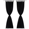 Tende Eleganti in Micro-Raso Nere con Occhielli- Set 2 Pezzi 140x175 cm - Image 1 of 4