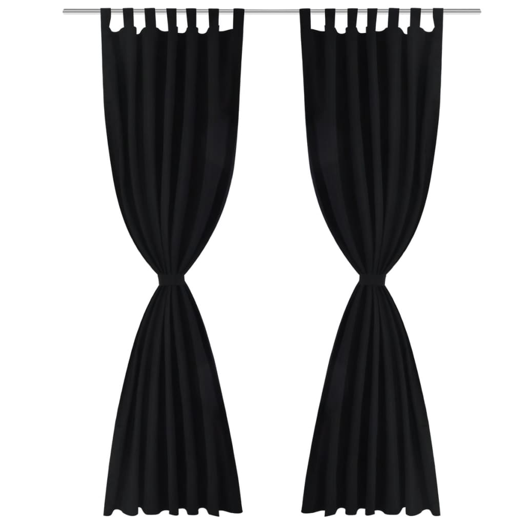 Tende Eleganti in Micro-Raso Nere con Occhielli- Set 2 Pezzi 140x175 cm - Image 1 of 4