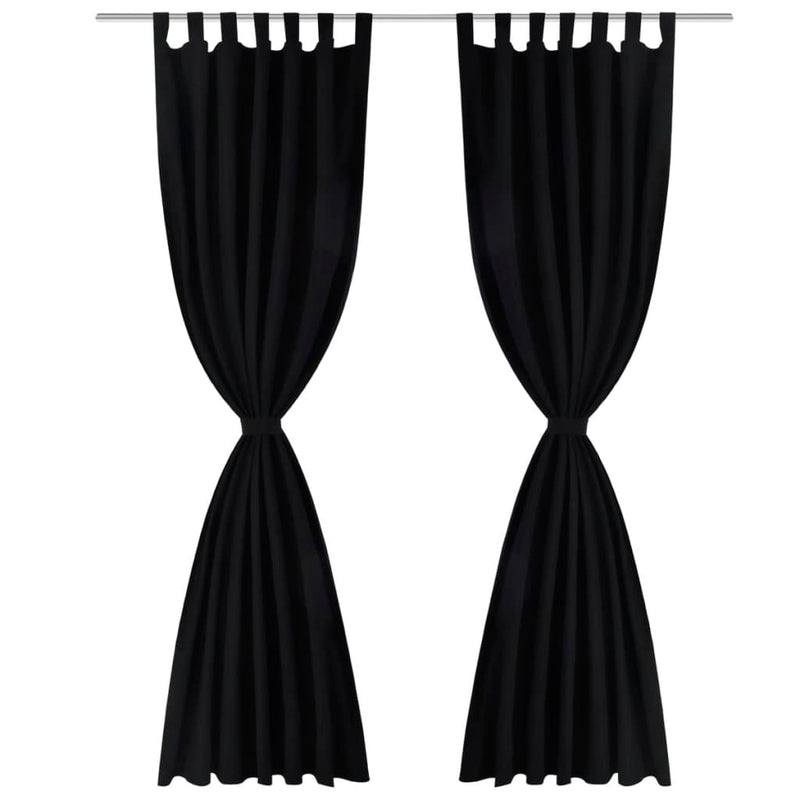 Tende Eleganti in Micro-Raso Nere con Occhielli- Set 2 Pezzi 140x175 cm - Image 1 of 4