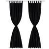 Tende Eleganti in Micro-Raso Nere con Occhielli- Set 2 Pezzi 140x175 cm - Image 2 of 4