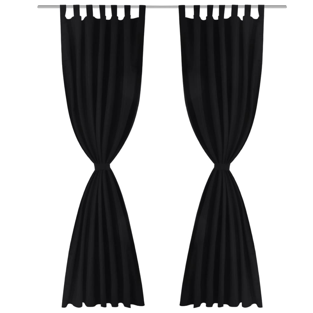 Tende Eleganti in Micro-Raso Nere con Occhielli- Set 2 Pezzi 140x175 cm - Image 2 of 4
