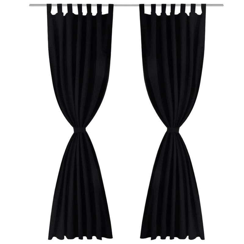 Tende Eleganti in Micro-Raso Nere con Occhielli- Set 2 Pezzi 140x175 cm - Image 2 of 4
